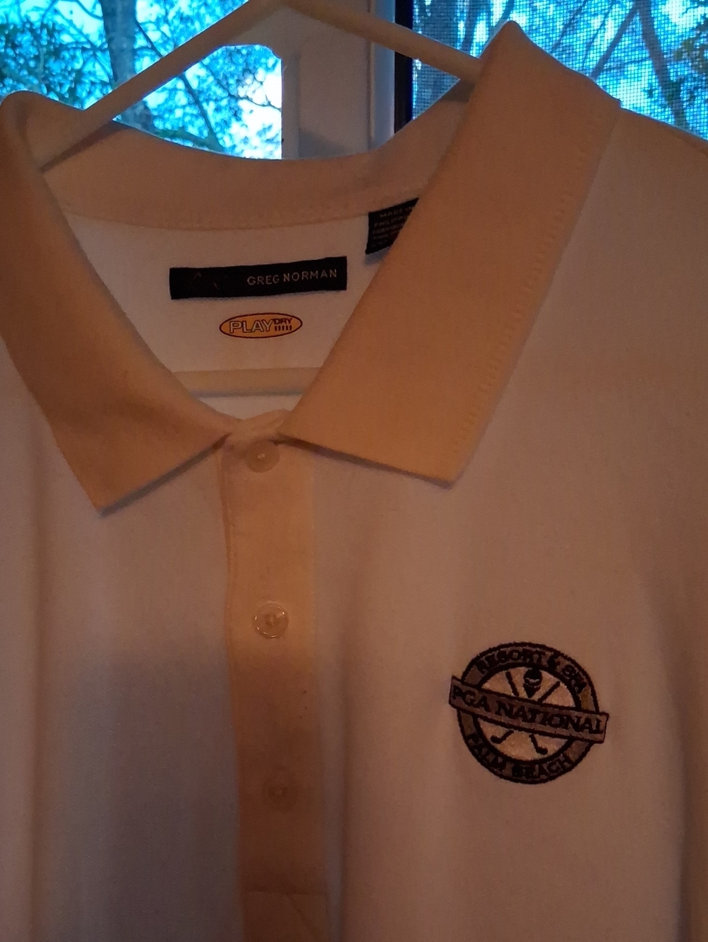 Greg Norman Collection Cream PGA National Palm Beach Resort & Spa Polo Shirt